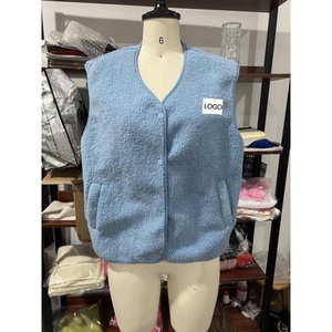 <span class=keywords><strong>Gilet</strong></span> en laine sans manches pour <span class=keywords><strong>femme</strong></span> avec logo personnalisé, <span class=keywords><strong>veste</strong></span> sans manches ample à simple boutonnage, mode printemps-automne - Product Image 5