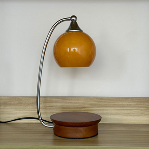 Lampe de table décorative moderne en bois jaune écologique avec abat-jour en cristal conique, base E26 LED, col flexible, lumière blanc chaud 3500K, alimentation CA - Product Image 6