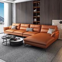 Sofá Seccional de estilo americano moderno Mufang, conjunto de sofá Guifei de cuero genuino, diseño contemporáneo para uso en apartamentos para varias personas