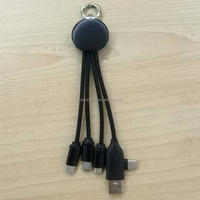 Câble de charge porte-clés 4-en-1 en nylon tressé avec logo personnalisé, USB multi-ports lumineux 5V/2A Type C et Micro USB – Promotion en gros