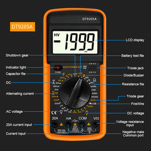 DT9205A Wechselstrom-/ Gleichstrom-Spannungsmester Strombemeter Digitaler intelligenter <span class=keywords><strong>Multimeter</strong></span> Widerstandstester Taschenmultimeter - Product Image 3