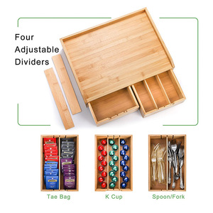 Cassetto di bambù <span class=keywords><strong>Organizer</strong></span> <span class=keywords><strong>per</strong></span> <span class=keywords><strong>cucina</strong></span> Bar K Cup & bustina di tè scatola di immagazzinaggio con i lati <span class=keywords><strong>per</strong></span> il tè & caffè cialde di stoccaggio - Product Image 5