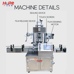 Machine de thermoscellage à rouleaux en acier inoxydable à 2 têtes, certifiée CE, pour bouteilles, bouchons, verres, canettes, produits chimiques - Product Image 3