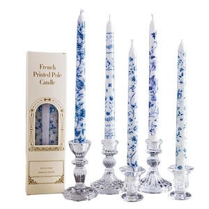 Velas Cónicas Decorativas de 10 Pulgadas con Estampado Azul y Blanco, Velas de Porcelana China para Decoración de Bodas y Hogar - Product Image 1
