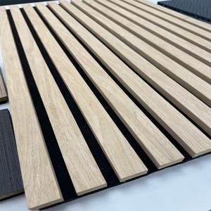 Panneau acoustique en bois à lattes 3D - MDF Chêne Noyer Bois Intérieur Revêtement mural intérieur Décoration rainurée Planche avec feutre plat - Product Image 4