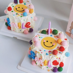 Décoration de gâteau au miel et à la douceur, visage souriant en acrylique, lot de 6 pièces, pour fête d'anniversaire, style Instagram coloré - Product Image 1