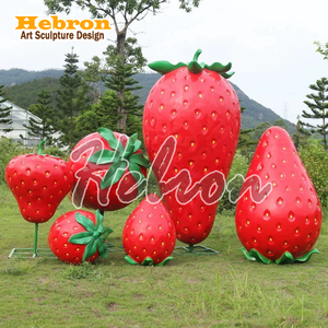 Ornement de jardin <span class=keywords><strong>en</strong></span> fibre de verre réaliste <span class=keywords><strong>en</strong></span> forme de fraise, sculpture de fruits et légumes pour la ferme et la cueillette, décoration de jardin - Product Image 4