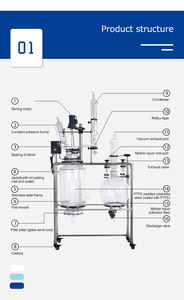 Réacteur en verre de lot de bouilloire à double paroi de laboratoire professionnel 10l 20l 50l 100l pour la filtration et la cristallisation - Product Image 5