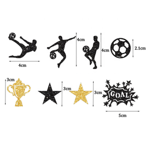 Confettis de football noir et or scintillants, <span class=keywords><strong>d</strong></span>écorations de table sur le thème du sport, confettis de fête <span class=keywords><strong>d</strong></span>'anniversaire, trophée de joueur de football, étoile - Product Image 4