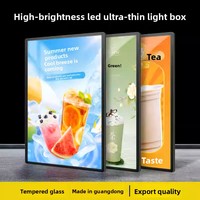 Oferta especial de Black Friday Marco de póster A4 con menú de pantalla LED de aluminio rectangular ultrafino para supermercados y cines