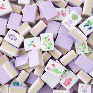 Moderno juego de mahjong americano de lujo portátil de 4 capas, color morado pastel, rosa, con estampado animal, ecológico, duradero, para picnics, Apeco 4/8 - Product Image 2