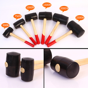 Wooden Handle Black Rubber <b>Hammer</b> Round Head Tiling Installation Tool Construction DIY Use - Product Image 4