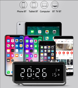 Yayusi belle apparence K5 réveil <span class=keywords><strong>Radio</strong></span> FM BT haut-parleurs portables avec Support en métal écran affichage Support horloge TF mains libres - Product Image 3