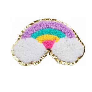 All'ingrosso 8CM arcobaleno colorato ciniglia Patch unicorno ferro su cucire su <span class=keywords><strong>applique</strong></span> per ricamo di illuminazione - Product Image 1