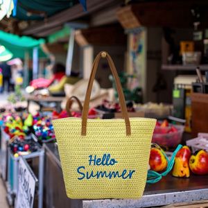 Summer <b>Beach</b> <b>Bag</b> Eco Friendly <b>Straw</b> Woven <b>Bags</b> <b>Large</b> Capacity <b>Straw</b> Tote <b>Bag</b> for Outdoor Travel Shopping - Product Image 4