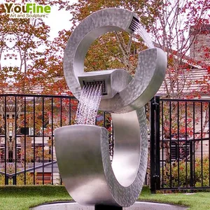 YOUFINE şehir otel büyük açık bahçe Modern kaynak Metal sanat heykeli 2C paslanmaz çelik su heykel şelale çeşme - Product Image 1