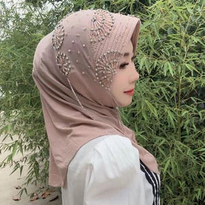 ผ้าคลุมศีรษะแบบสวม ฮิญาบสตาร์ อะโมย ผลิตจากวัสดุผสม นุ่ม ดีไซน์ขอบหมวกแบบฟองน้ำ ประดับคริสตัล สะดวกต่อการสวมใส่ (พู่เดี่ยว) ใช้ได้ทุกฤดู - Product Image 3