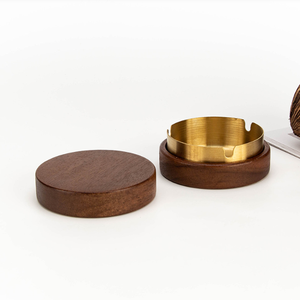 Cendrier de luxe en bois et métal avec couvercle, cadeau/souvenir minimaliste pour fumeurs, pour la maison, l'hôtel, <span class=keywords><strong>le</strong></span> restaurant - Product Image 4