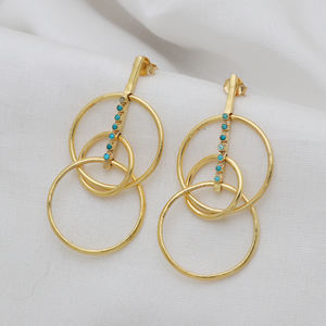 Pendientes de turquesa de lujo bohemios vintage, joyería de mujer, Pendientes chapados en oro, venta al por mayor - Product Image 3