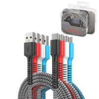 Ventas al por mayor 5V 12V OEM Cable USB con caja de acrílico teléfono móvil Flex 3.3ft 6ft cable de carga rápida USB a C cable micro USB