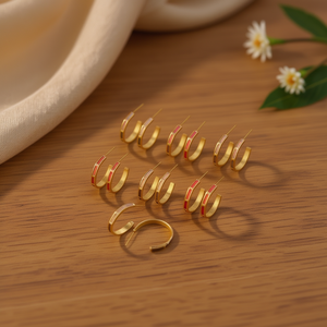 Orecchini a Cerchio in Acciaio Inossidabile Placcati Oro, 12 Paia, Orecchini Pendenti alla Moda, Gioielli Unisex Prodotti in Cina - Product Image 2