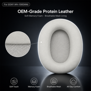 Coussinets d'oreille de remplacement en cuir protéiné et mousse à mémoire de forme pour <span class=keywords><strong>SONY</strong></span> <span class=keywords><strong>WH</strong></span>-1000XM6 WH1000XM6, à clipser sans outil, 4 couleurs, vente en gros - Product Image 2