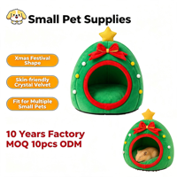 Lit pour petits animaux en forme de sapin de Noël, en polaire, chaud, avec support 3D, amovible, lavable, grand espace, pour hamster, ours doré, lapin