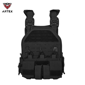 Gilet tactique avec 4 pochettes pour chargeurs, en nylon 1000D, porte-plaques Molle, panneau arrière en maille à libération rapide pour l'entraînement - Product Image 1