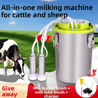 Nouvelle Arrivée Machine à traire tout-en-un en acier inoxydable pour vaches, moutons et chèvres, capacités 8L/12L/16L, doublures de traite doubles/quadruples, garantie 1 an