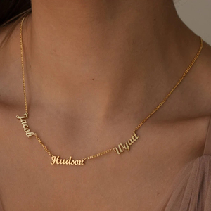 Collar Personalizado con Colgante <span class=keywords><strong>de</strong></span> Letra y Nombre, Cadena Cubana <span class=keywords><strong>de</strong></span> Acero Inoxidable Hipoalergénico, Joyería Unisex en Oro, Plata y Oro Rosa - Product Image 1
