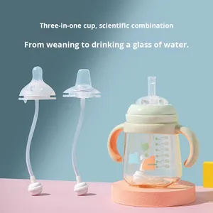 50 tầm cỡ 60 tầm cỡ dundun bé ăn chai PPSU rơm 240ml/300ml Công suất BPA miễn phí 0-12 tháng trẻ em uống cốc - Product Image 2