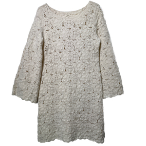 ملابس نسائية سوداء برقبة مستديرة وأكمام طويلة من الكروشيه اليدوي من الكشميرية - Product Image 4