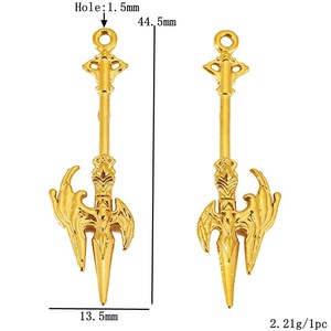 Pendentif épée en acier inoxydable plaqué or, formes variées, pour la fabrication de colliers, accessoires de bijouterie - Product Image 2