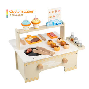 Jouets <span class=keywords><strong>de</strong></span> cuisine unisexe pour enfants Maison <span class=keywords><strong>de</strong></span> jeu en bois et cuisine BBQ Support à crème glacée <span class=keywords><strong>Jouet</strong></span> en bois pour enfants - Product Image 1