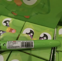 Stylo anti-stress de boxe co-marqué Duolingo authentique en gros, version verte, boîte mystère, cadeau de papeterie pour étudiants
