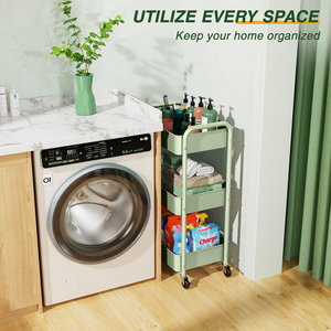 Multi-scene 3 Layer Kitchen Storage Rack Bathroom Trolley Plastic 3 Tier Rolling Storage Cart Organizer Utility Trolley - Product Image 6