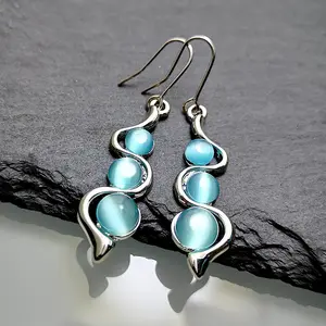 HOT SELLING Opal White Jade Drop Earrings for Women 925 Sterling Silver Crystal Ball Earrings Jewelry