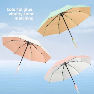 Nouveau modèle de parapluie entièrement automatique à huit baleines avec tissu coloré et poignée en forme de tulipe, 8 baleines pour la protection solaire - Product Image 3