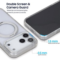 Étui de téléphone portable de luxe transparent en PC+TPU, compatible avec la charge sans fil magnétique rotative à 360°, antichoc, de haute qualité, avec protection d'objectif