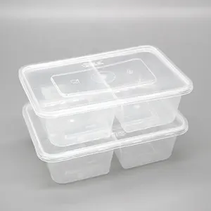 takeaway two compartment 650ml food packaging containers plastic for sale