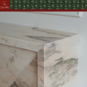 GOLDKING Elegante Revestimiento de Chimenea de Mármol Rosa Tabaco para Sala de Estar Residencial, Crema Cálido con Vetas Gris Carbón Pulido OEM - Product Image 5