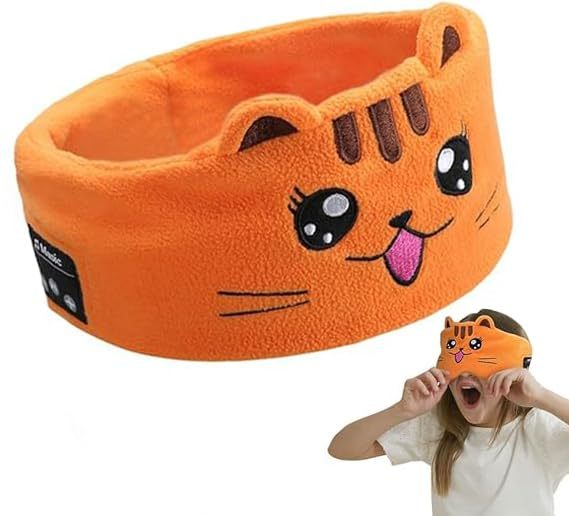 Kids Wireless Over-Ear Headphones Cute Animal Design Sleep Headband Hairband for V5.0 Touch Controls Low Latency Polar