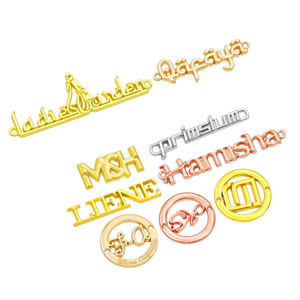 Cloth Accessories Custom Brand Logo Gold Plated Metal Main Garment <b>Labels</b> in color variety - Product Image 1