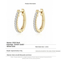 Boucles d'oreilles créoles ovales en moissanite micro-pavée VVS, en argent sterling 925, plaqué or 18 carats, bijoux pour femmes