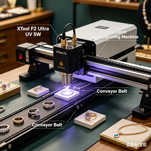 Graveur laser UV XTool F2 Ultra UV 5W avec convoyeur pour verre, plastique et bijoux - Product Image 5