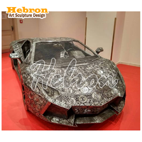 Sculpture de véhicule en acier inoxydable miroir grandeur nature, personnalisée en usine, modèle 3D de voiture et moto, artisanat d'extérieur tendance