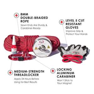 Aimants de pêche <span class=keywords><strong>Boss</strong></span> 360 ° Kit-65ft de pêche magnétique Corde robuste Mousqueton en aluminium non magnétique Threadlocker Résistant aux coupures - Product Image 2