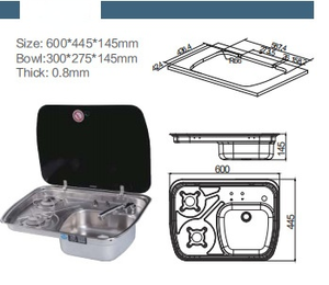 Combo de Fregadero y Estufa para Caravana CAPEXRV con Tapa de Vidrio Templado, 2 Quemadores Integrados para Autocaravana, Cámper, Barco, Yate - Product Image 6