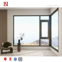Ventana abatible moderna de marca superior, malla de pantalla oculta, rotura térmica, apertura exterior, marco de aleación de aluminio, vidrio templado para villas