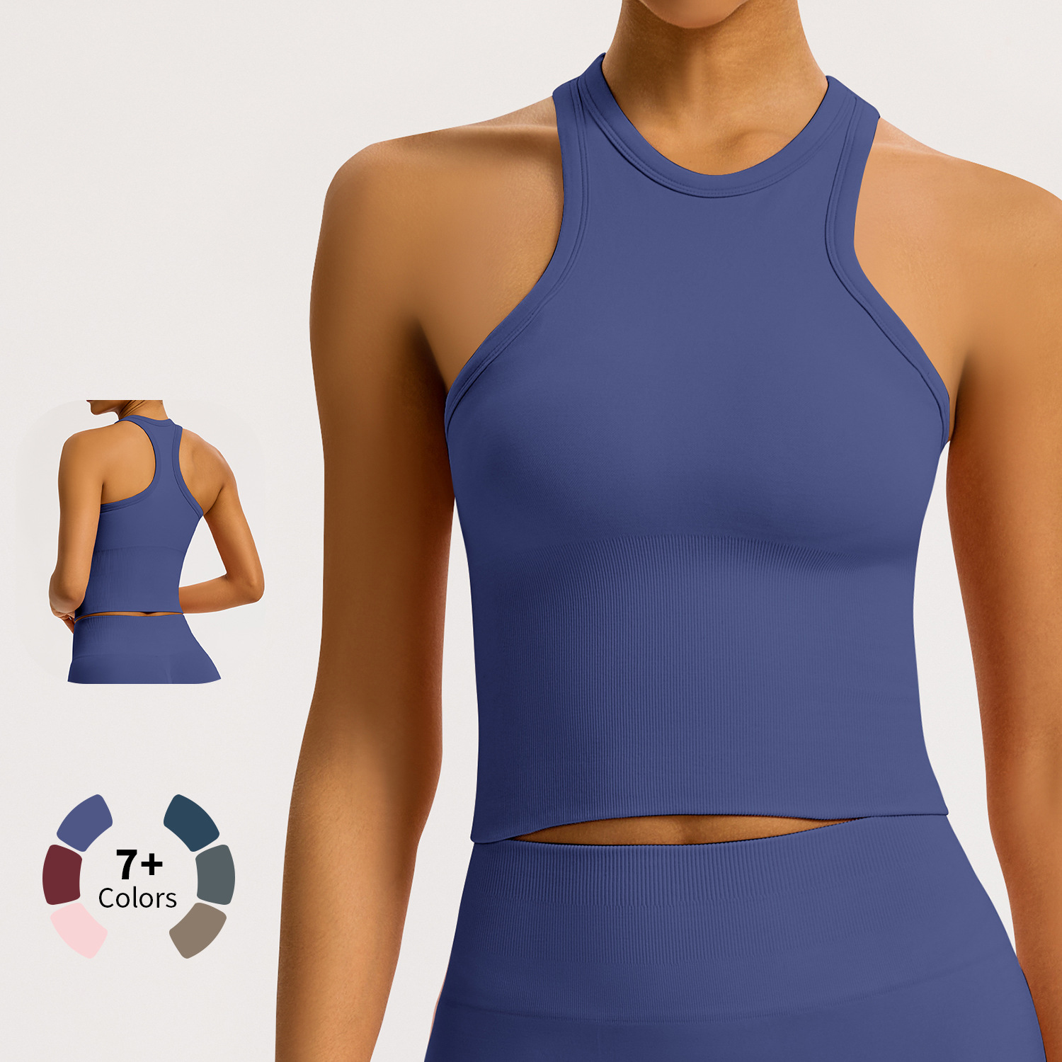 High Quality Women's Lightweight Breathable Seamless Tight Beauty Back Yoga Vest Sweat-Wicking Four-Way Stretch Slim Fit Crop